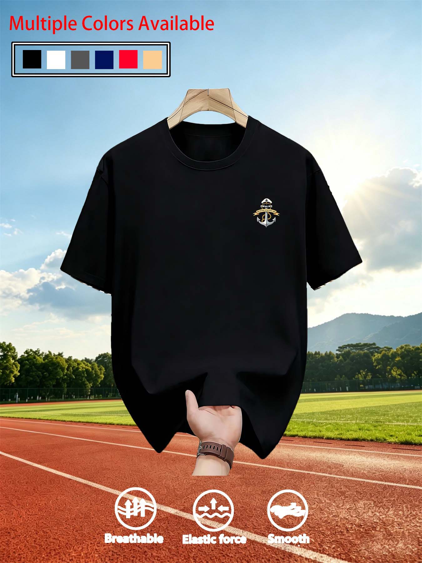 Tee Graphic Print - 남성용 O넥 반소매 티셔츠, 앵커 그래픽