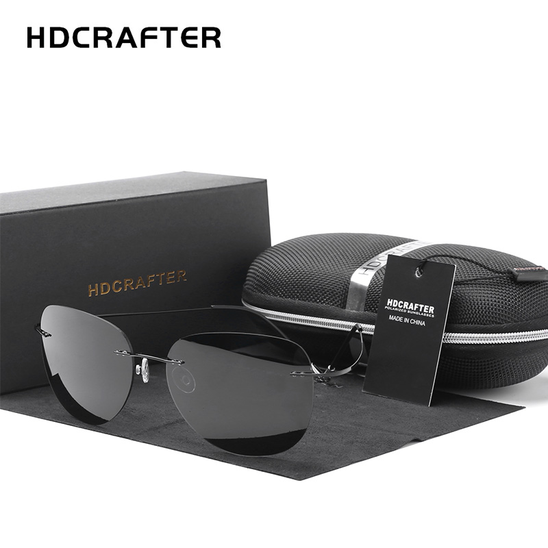 Sunglasses Aviator Polarized - HDCRAFTER 티타늄 편광 선글라스, 무테 초경량