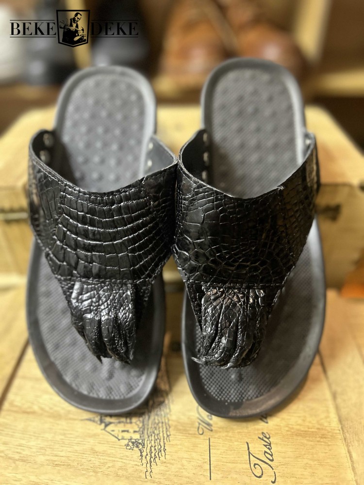 여름 신발 정품 가죽 남성 플립 플롭 패션 악어 가죽  - Flip Flop Leather Men 리뷰 및 가격