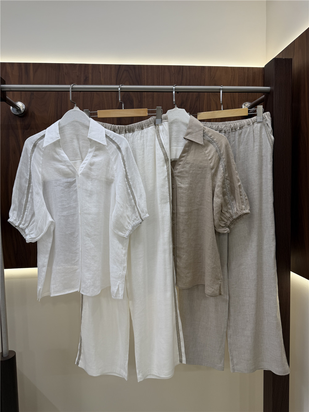 여성용 라펠 반팔 셔츠와 드로스트링 와이드 팬츠 캐주얼 - Short Linen Drawstring 리뷰 및 가격