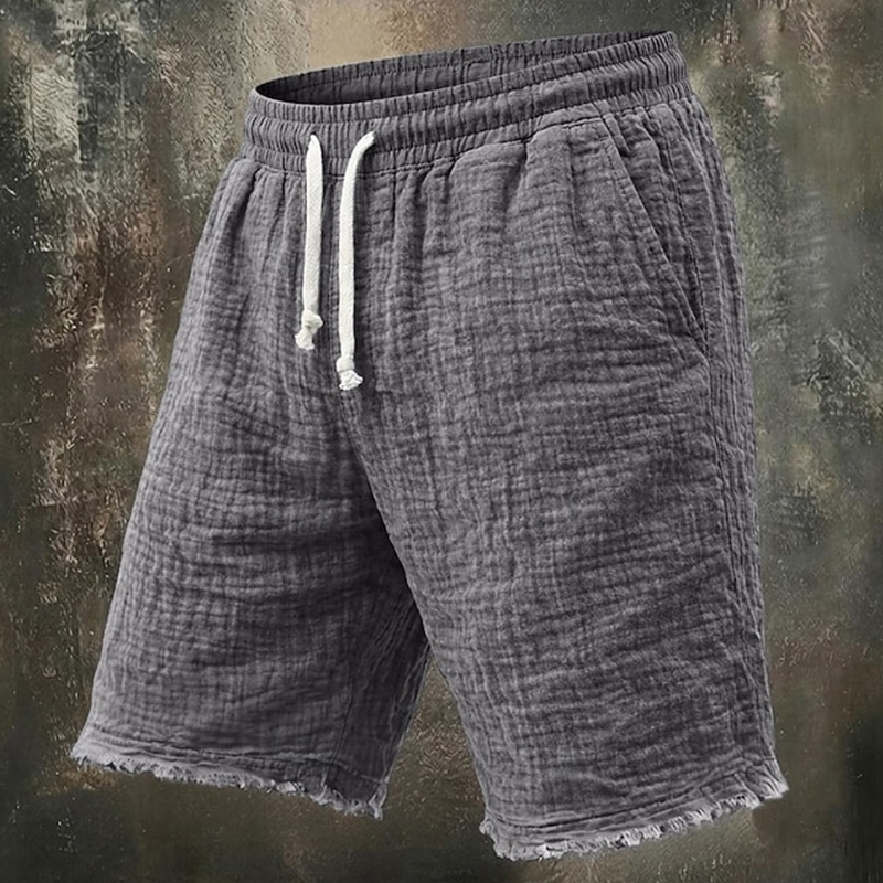 세련된 린넨 데미지 반바지 남성 데일리 레저 솔리드 컬 - Short Linen Drawstring 리뷰 및 가격