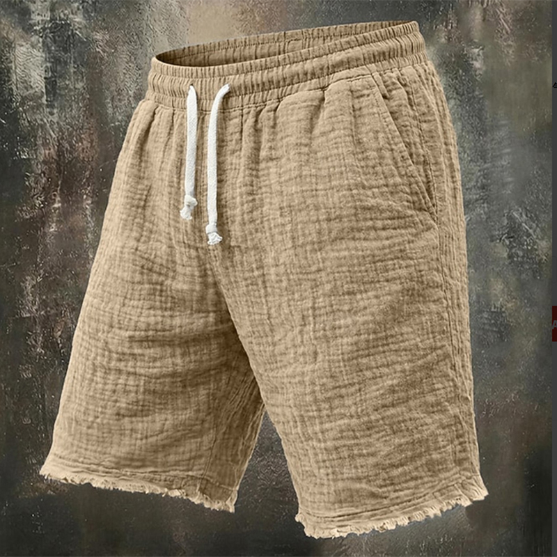 세련된 린넨 데미지 반바지 남성 데일리 레저 솔리드 컬 - Short Linen Drawstring 리뷰 및 가격