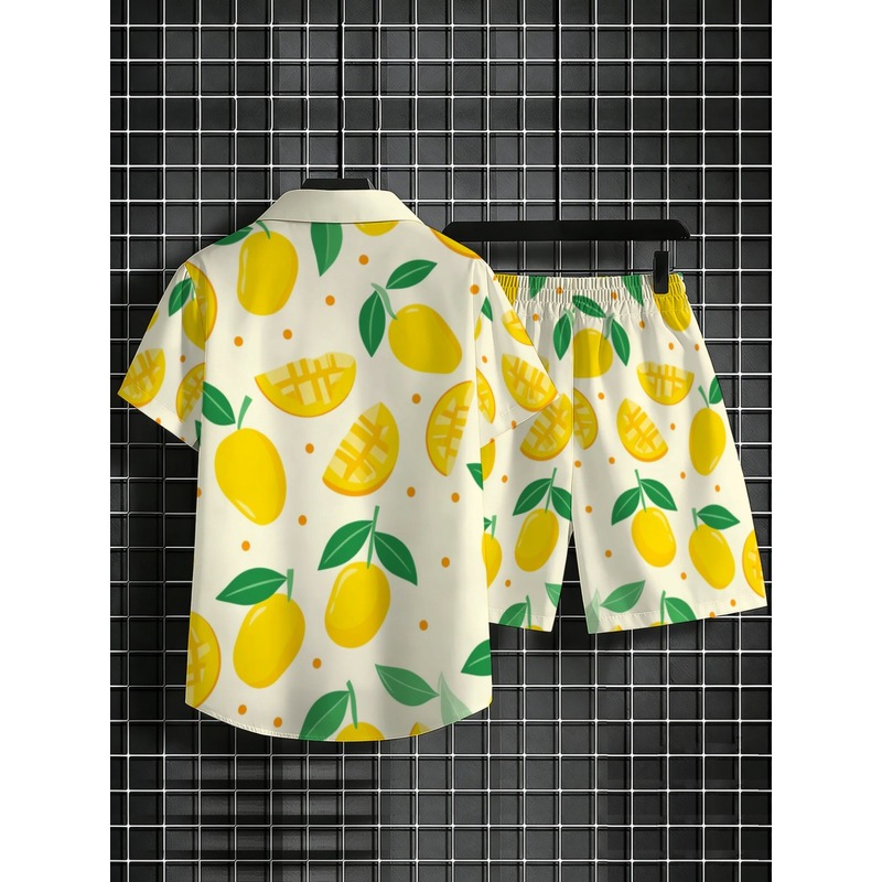 남성 린넨 프린트 반팔 셔츠 반바지 세트 가벼운 비치웨 - Short Linen Drawstring 리뷰 및 가격