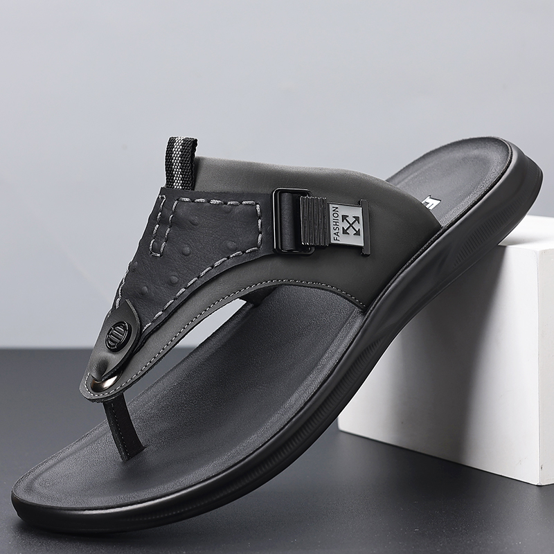 남성용 조절 가능한 버클 끈형 플립플롭, 대비 스티치  - Flip Flop Leather Men 리뷰 및 가격