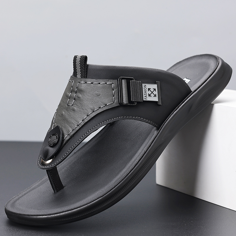 남성용 조절 가능한 버클 끈형 플립플롭, 대비 스티치  - Flip Flop Leather Men 리뷰 및 가격