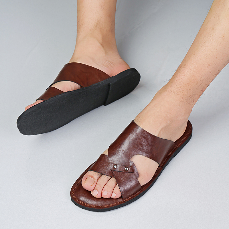 수제 가죽 슬리퍼 남성용 비치 여름 워킹 슈즈 슬립온  - Flip Flop Leather Men 리뷰 및 가격